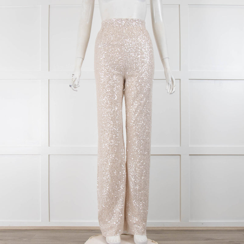 Stine Goya Sugar Swizzle Silver Sequin Stretch Trousers