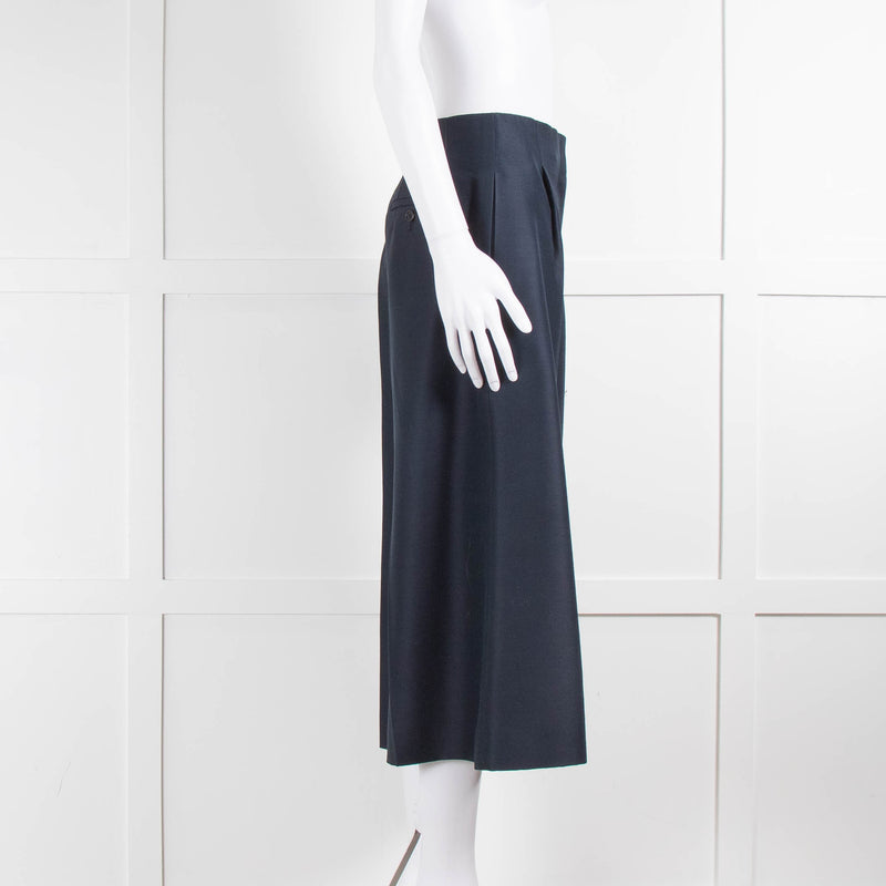 Celine Navy Wide Leg Wool/Silk Mix Wide Leg Trousers