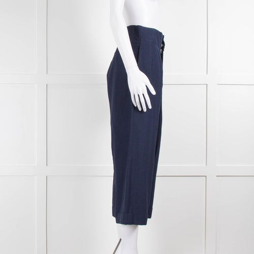 Marni Navy Wide Leg Crop Trousers