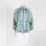 Zimmermann Blue and Green Paisley High Neck