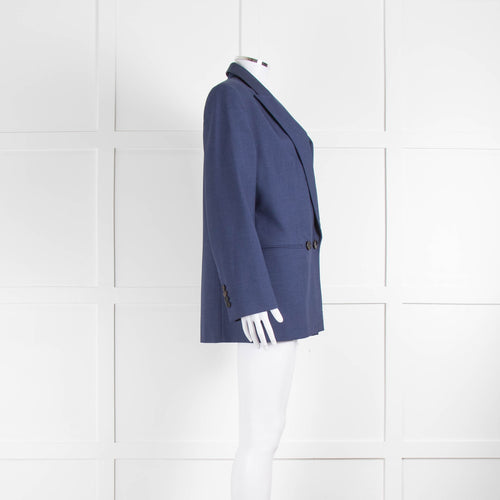 Alexander McQueen Blue Double Breasted Straight Fit Blazer