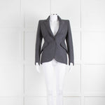 Alexander McQueen Grey Raw Edge Fitted Blazer