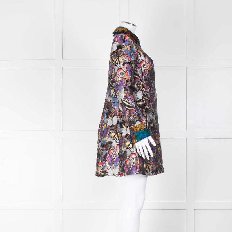 Valentino Multicolour Butterfly Print Brocade Dress