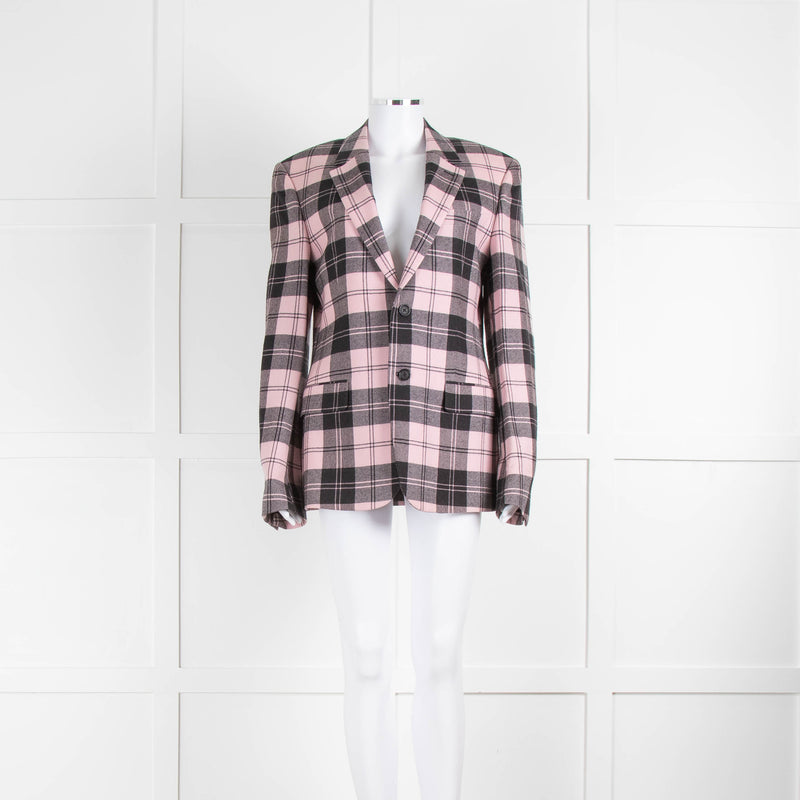 Alexander McQueen Pink And Grey Check Blazer