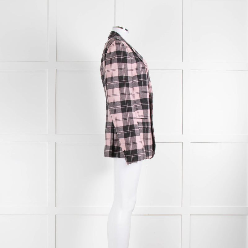 Alexander McQueen Pink And Grey Check Blazer