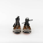 Aquazzura Black White Stitching Lace up Flat Pointy Shoes