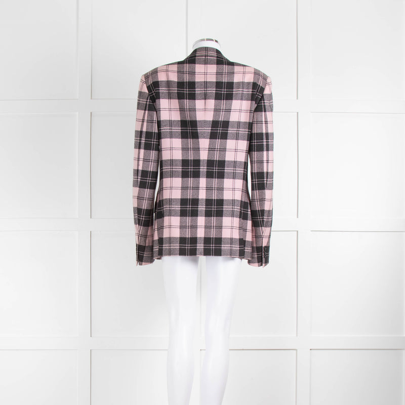 Alexander McQueen Pink And Grey Check Blazer