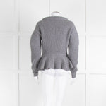 Alexander McQueen Grey Rib Knit Peplum Jumper