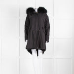 Popski London Black Parka With Detachable Fur Lining