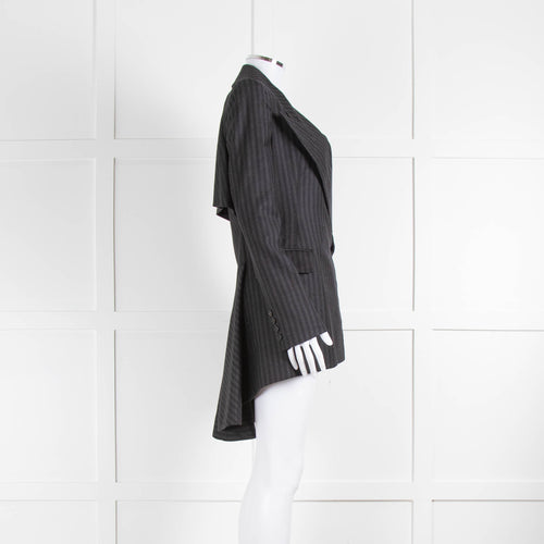 Alexander McQueen Grey Stripe Fishtail Jacket