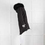 Popski London Black Parka With Detachable Fur Lining