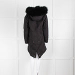 Popski London Black Parka With Detachable Fur Lining