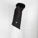 Popski London Black Parka With Detachable Fur Lining