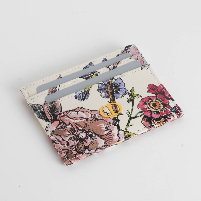 Christian Dior Cream Floral Caro Card Holder