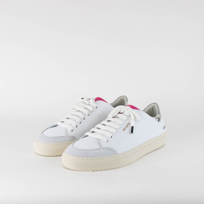 Axel Arigato Clean 90 Triple White Pink Chrome Silver Trainers