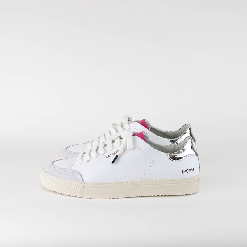 Axel Arigato Clean 90 Triple White Pink Chrome Silver Trainers