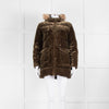 Ralph Lauren Brown Velvet Puffa Jacket With Faux Fur Detachable Trim