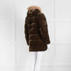 Ralph Lauren Brown Velvet Puffa Jacket With Faux Fur Detachable Trim