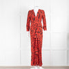 Rixo Red Adriana Tiger Print Ruched Dress