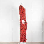 Rixo Red Adriana Tiger Print Ruched Dress