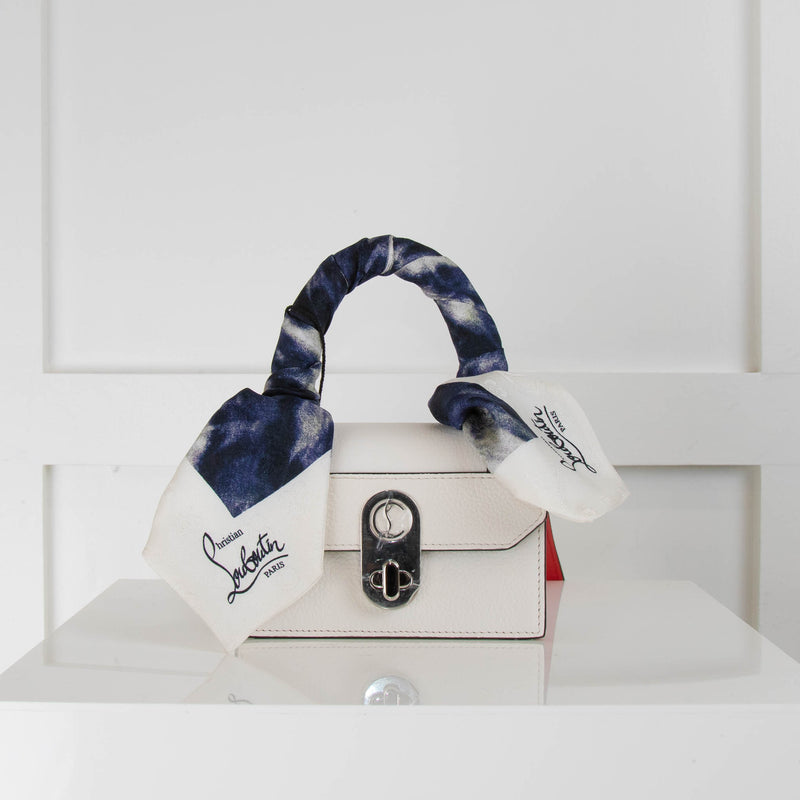 Christian Louboutin White Nano Elisa Scarf Trimmed Bag