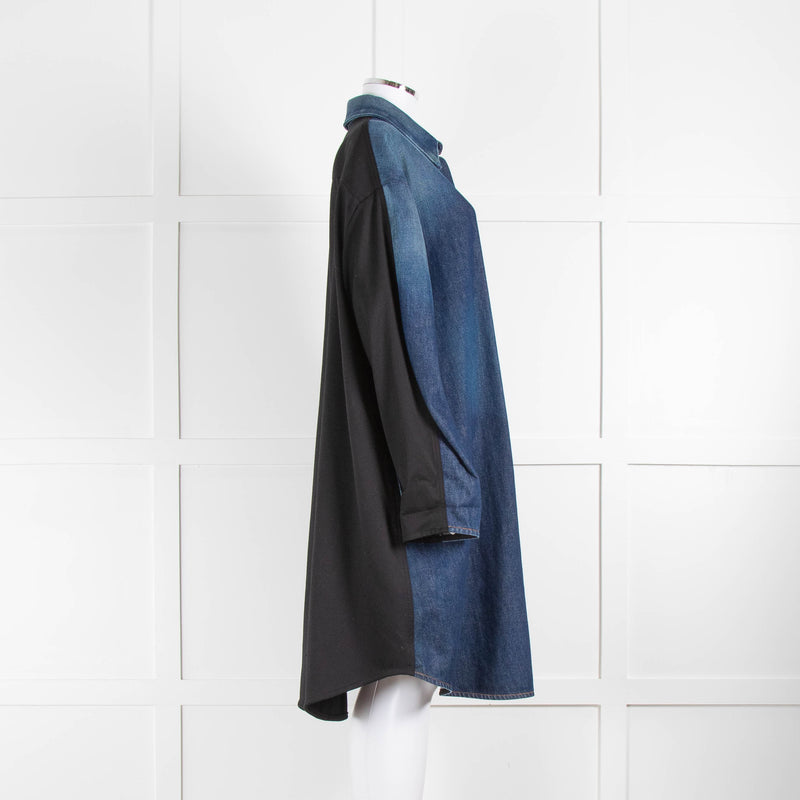 MM6 Maison Margiela Contrast Fabric Denim Shirt Dress