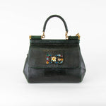 Dolce & Gabbana Green Sicily Bag in Iguana-Embossed Calfskin