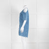 Maje Pale Blue Denim Dress With Frayed Cold Shoulders