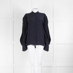 Victoria Beckham Navy Collarless Blouse