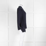 Victoria Beckham Navy Collarless Blouse