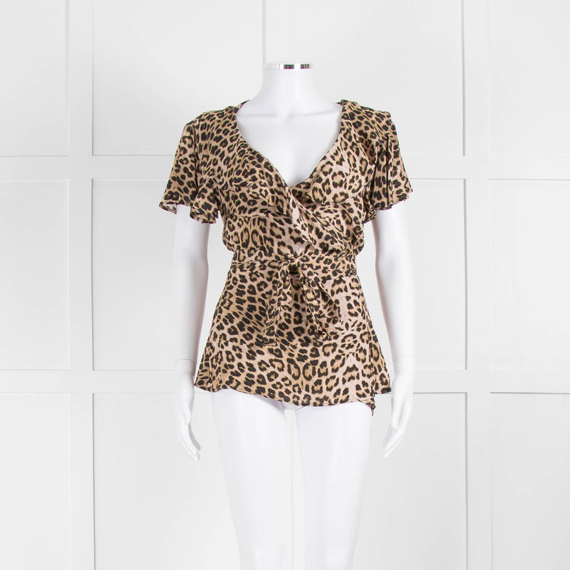 Lily and Lionel Animal Print Sleeveless Wrap Top