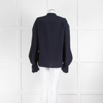 Victoria Beckham Navy Collarless Blouse