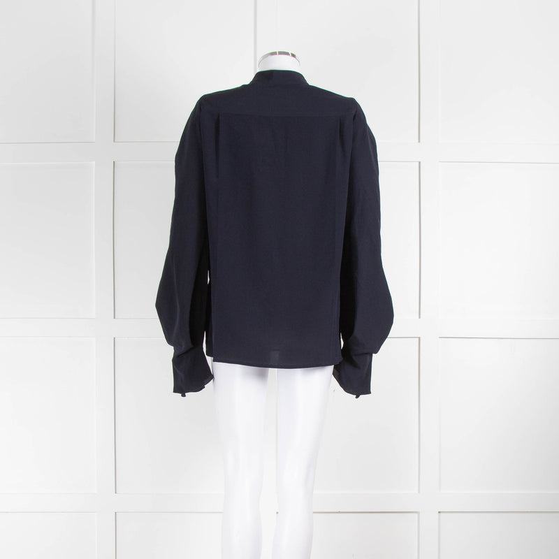 Victoria Beckham Navy Collarless Blouse