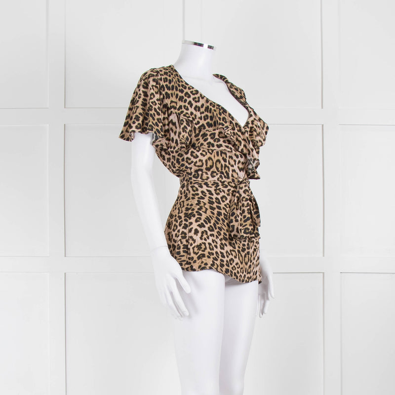 Lily and Lionel Animal Print Sleeveless Wrap Top