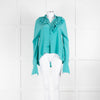 Victoria Beckham Turquoise Frill Neck Blouse