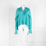 Victoria Beckham Turquoise Frill Neck Blouse