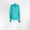 Victoria Beckham Turquoise Frill Neck Blouse