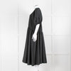 Stine Goya Black Crinkle Tiered Puff Sleeve Midi Dress