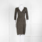 Diane Von Furstenberg Black With Gold Lurex Wraparound Dress