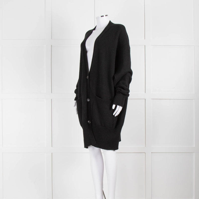 Raey Black Cashmere Button Up Cardigan