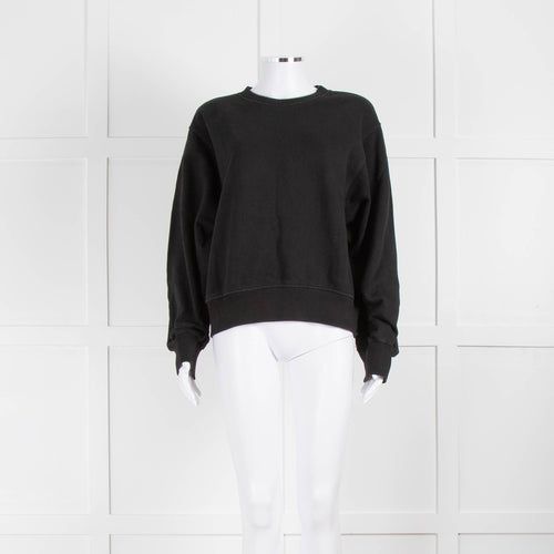 The Frankie Shop Black Short Round Neck Sweatshirt