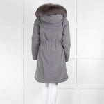 Woolrich Grey Puffer Jacket with Fur Trim