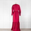 Roksanda Raspberry Pink Long Sleeve Silk Peplum Maxi Dress
