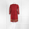 Ba&sh Deep Red Patterned Tiered Mini Dress