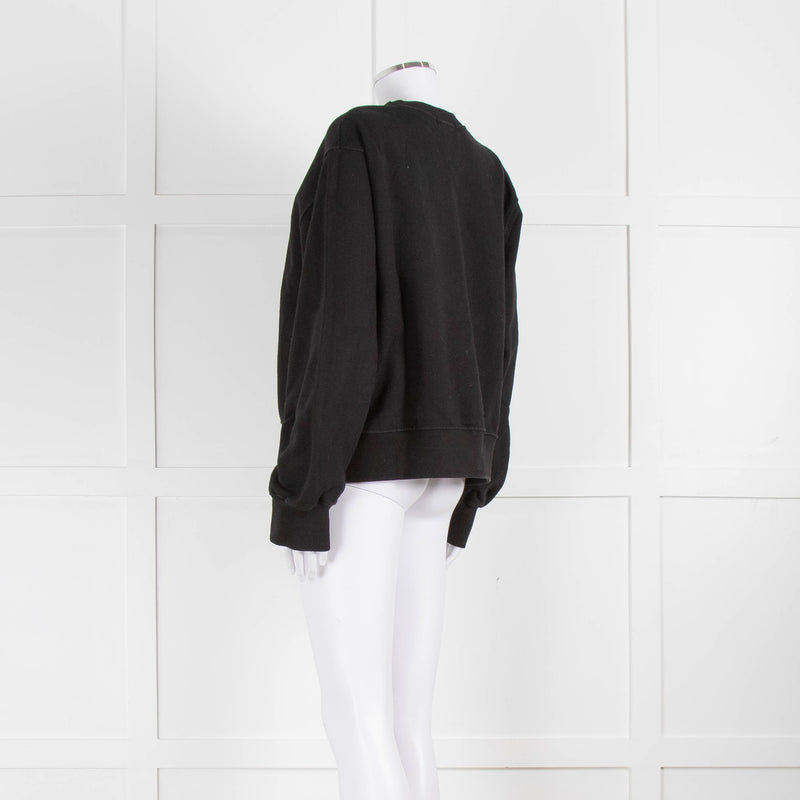 The Frankie Shop Black Short Round Neck Sweatshirt