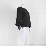 Victoria by Victoria Beckham Structured Black Blouse with Ruched Cuff Detailing