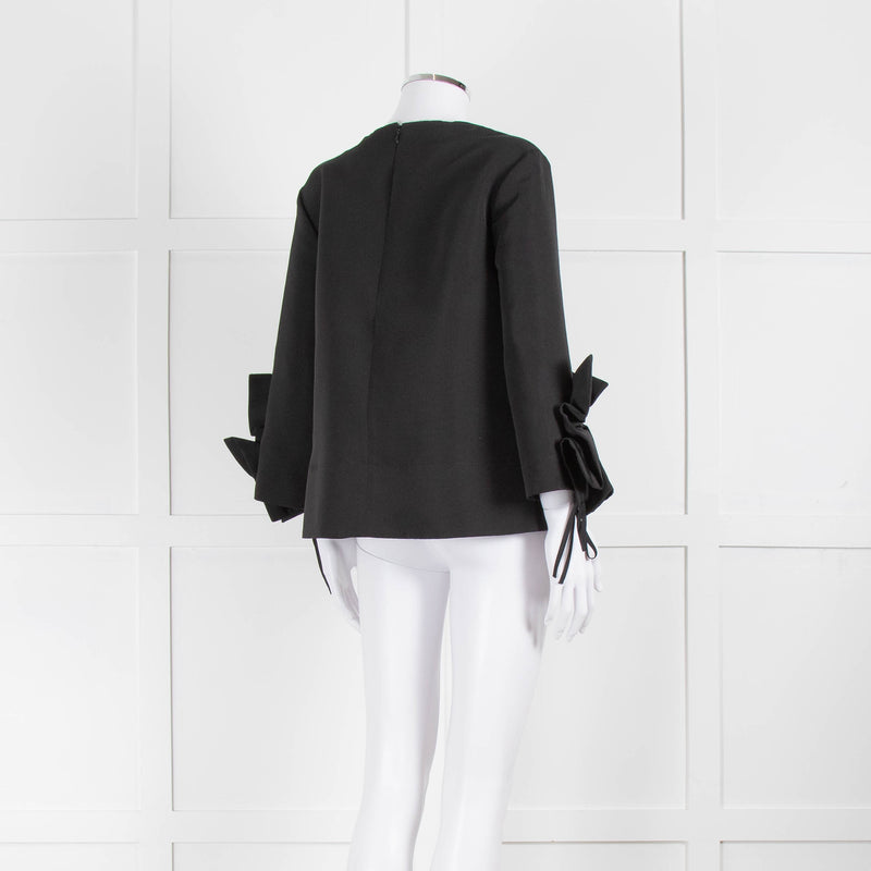 Victoria by Victoria Beckham Structured Black Blouse with Ruched Cuff Detailing