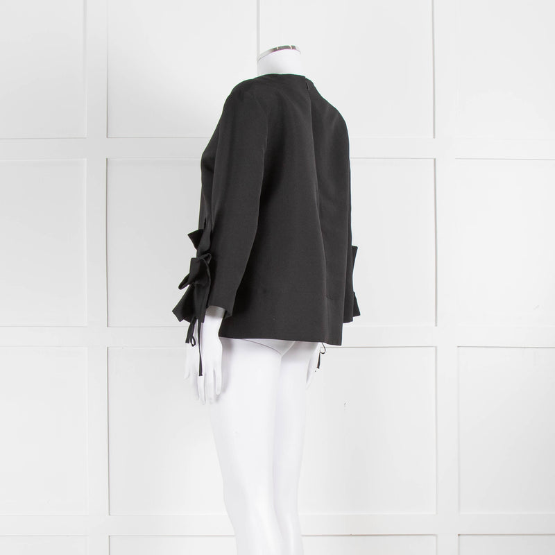 Victoria by Victoria Beckham Structured Black Blouse with Ruched Cuff Detailing