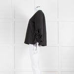 Victoria by Victoria Beckham Structured Black Blouse with Ruched Cuff Detailing