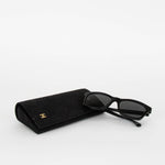 Chanel Black Quilted Arms Logo Sunglasses